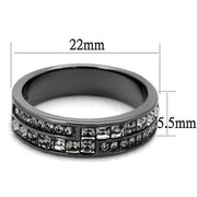 TK2799 - IP Light Black  (IP Gun) Stainless Steel Ring with Top Grade Crystal  in Black Diamond