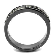 TK2799 - IP Light Black  (IP Gun) Stainless Steel Ring with Top Grade Crystal  in Black Diamond