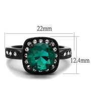 TK2209 - IP Black(Ion Plating) Stainless Steel Ring with Synthetic Synthetic Glass in Blue Zircon