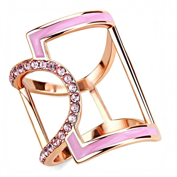 TK3561 - IP Rose Gold(Ion Plating) Stainless Steel Ring with Top Grade Crystal  in Light Rose