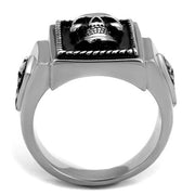 TK2326 - High polished (no plating) Stainless Steel Ring with Epoxy  in Jet