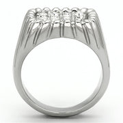TK940 - High polished (no plating) Stainless Steel Ring with Top Grade Crystal  in Clear