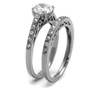 TK2477 - High polished (no plating) Stainless Steel Ring with AAA Grade CZ  in Clear