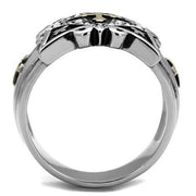TK2517 - Two-Tone IP Gold (Ion Plating) Stainless Steel Ring with Top Grade Crystal  in Clear