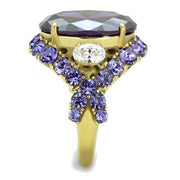 TK2160 - IP Gold(Ion Plating) Stainless Steel Ring with AAA Grade CZ  in Amethyst
