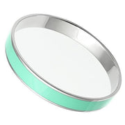 TK537 - High polished (no plating) Stainless Steel Bangle with Epoxy  in Aquamarine
