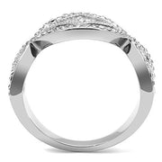 TK3027 - High polished (no plating) Stainless Steel Ring with Top Grade Crystal  in Clear