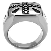 TK2331 - High polished (no plating) Stainless Steel Ring with Epoxy  in Jet