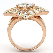 TK866 - IP Rose Gold(Ion Plating) Stainless Steel Ring with AAA Grade CZ  in Clear