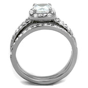 TK2180 - High polished (no plating) Stainless Steel Ring with AAA Grade CZ  in Clear