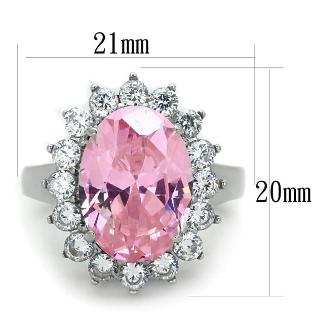 TK3676 - High polished (no plating) Stainless Steel Ring with Synthetic Synthetic Glass in Rose