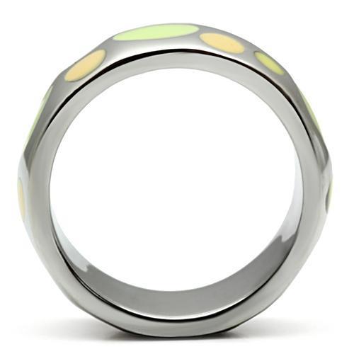 TK513 - High polished (no plating) Stainless Steel Ring with Epoxy  in Multi Color