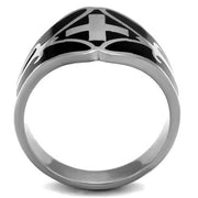 TK2314 - High polished (no plating) Stainless Steel Ring with Epoxy  in Jet