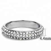 TK3437 - High polished (no plating) Stainless Steel Ring with Top Grade Crystal  in Clear