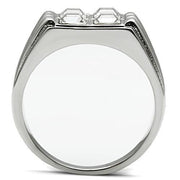 TK488 - High polished (no plating) Stainless Steel Ring with Top Grade Crystal  in Clear
