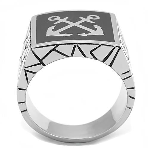 TK3041 - High polished (no plating) Stainless Steel Ring with Epoxy  in Jet