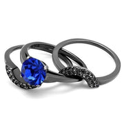 TK2969 - IP Light Black  (IP Gun) Stainless Steel Ring with Top Grade Crystal  in Sapphire