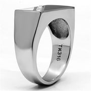 TK704 - High polished (no plating) Stainless Steel Ring with Top Grade Crystal  in Clear