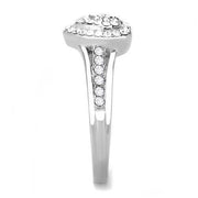 TK3249 - High polished (no plating) Stainless Steel Ring with Top Grade Crystal  in Clear