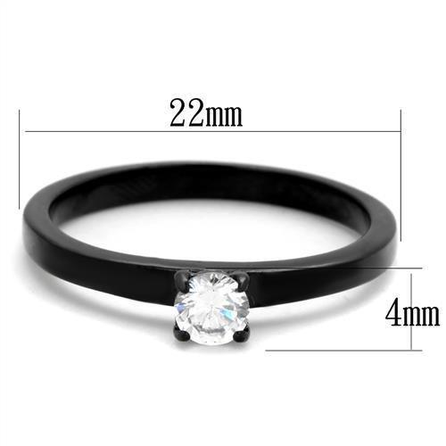 TK2016 - IP Black(Ion Plating) Stainless Steel Ring with AAA Grade CZ  in Clear