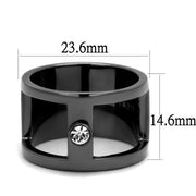TK2898 - IP Light Black  (IP Gun) Stainless Steel Ring with Top Grade Crystal  in Clear