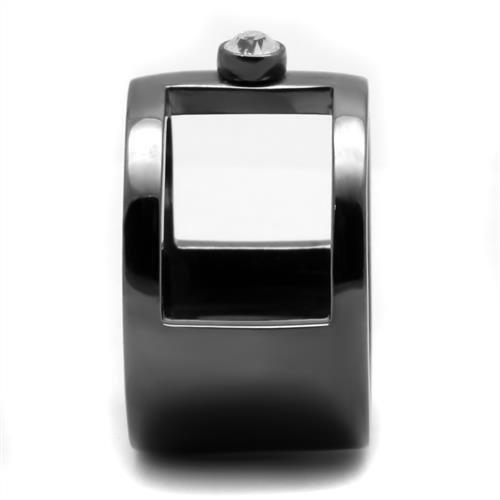 TK2898 - IP Light Black  (IP Gun) Stainless Steel Ring with Top Grade Crystal  in Clear