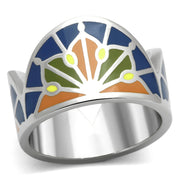 TK842 - High polished (no plating) Stainless Steel Ring with Epoxy  in Multi Color