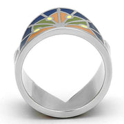 TK842 - High polished (no plating) Stainless Steel Ring with Epoxy  in Multi Color
