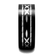 TK2928 - Two-Tone IP Black (Ion Plating) Stainless Steel Ring with No Stone