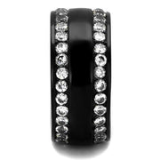 TK2290 - IP Black(Ion Plating) Stainless Steel Ring with AAA Grade CZ  in Clear