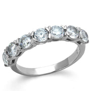 TK2182 - High polished (no plating) Stainless Steel Ring with AAA Grade CZ  in Clear