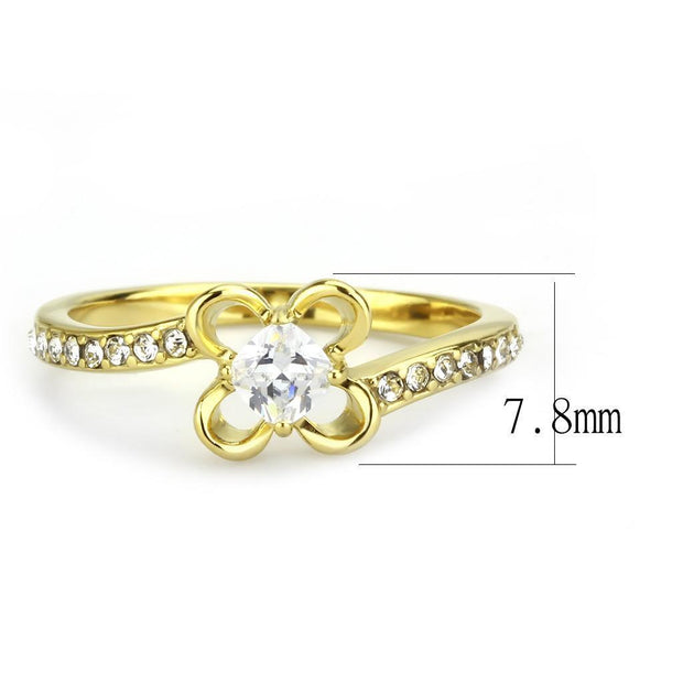 TK3711 - IP Gold(Ion Plating) Stainless Steel Ring with AAA Grade CZ  in Clear
