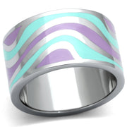 TK840 - High polished (no plating) Stainless Steel Ring with Epoxy  in Multi Color