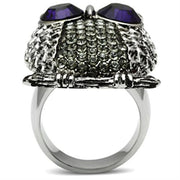 TK399 - High polished (no plating) Stainless Steel Ring with Top Grade Crystal  in Amethyst