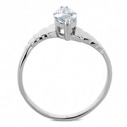 TK3429 - High polished (no plating) Stainless Steel Ring with AAA Grade CZ  in Clear