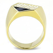 TK3224 - IP Gold(Ion Plating) Stainless Steel Ring with Top Grade Crystal  in Clear