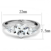 TK3138 - High polished (no plating) Stainless Steel Ring with AAA Grade CZ  in Clear