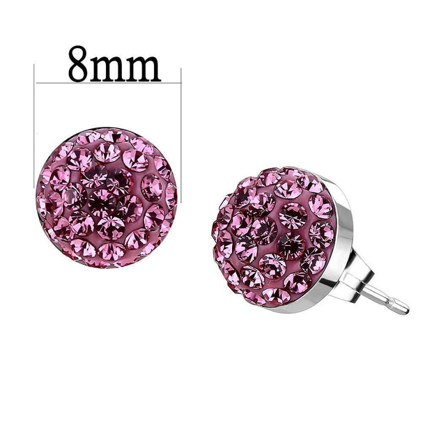 TK3553 - High polished (no plating) Stainless Steel Earrings with Top Grade Crystal  in Rose