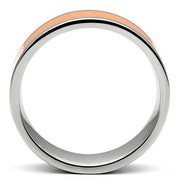 TK544 - High polished (no plating) Stainless Steel Ring with Epoxy  in Orange