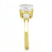 TK3674 - IP Gold(Ion Plating) Stainless Steel Ring with AAA Grade CZ  in Clear