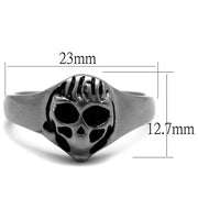 TK2417 - Antique Silver Stainless Steel Ring with Epoxy  in Jet