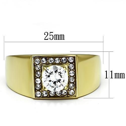 TK728 - IP Gold(Ion Plating) Stainless Steel Ring with AAA Grade CZ  in Clear