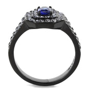 TK3449 - IP Black(Ion Plating) Stainless Steel Ring with Synthetic Synthetic Glass in Montana