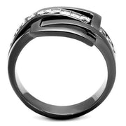 TK2690 - IP Light Black  (IP Gun) Stainless Steel Ring with AAA Grade CZ  in Clear