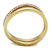 TK2613 - IP Gold & IP Rose Gold (Ion Plating) Stainless Steel Ring with Top Grade Crystal  in Clear