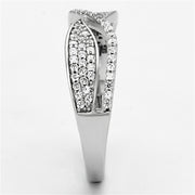TS108 - Rhodium 925 Sterling Silver Ring with AAA Grade CZ  in Clear