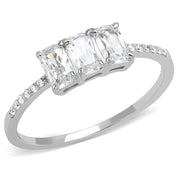 TS579 - Rhodium 925 Sterling Silver Ring with AAA Grade CZ  in Clear