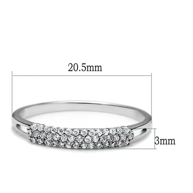 TS043 - Rhodium 925 Sterling Silver Ring with AAA Grade CZ  in Clear