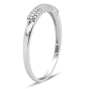 TS043 - Rhodium 925 Sterling Silver Ring with AAA Grade CZ  in Clear