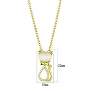 TS409 - Gold 925 Sterling Silver Chain Pendant with Synthetic Cat Eye in White